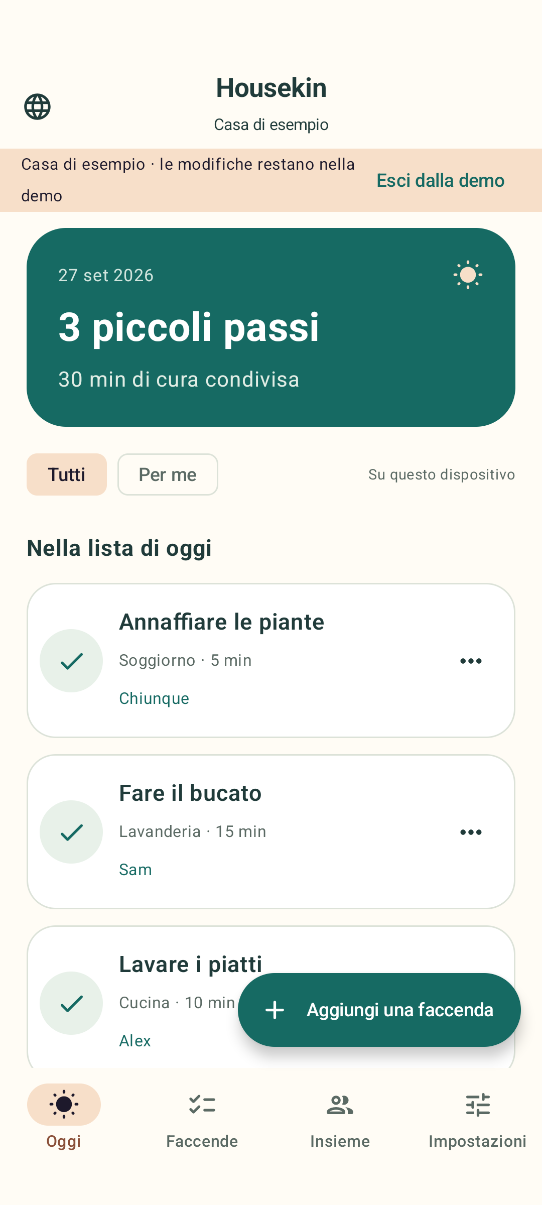 Housekin — Oggi a colpo d’occhio